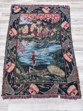 Bob Timberlake fishing lake lure tapestry jacket throw cozy made in the USA